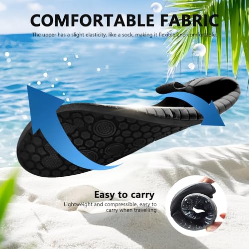SPLASHGRIP Water Shoes for Women Men Quick-Dry Barefoot Aqua Socks Swim Pool Non Slip Surf Yoga Exercise Outdoor Trave Essentials Black Stripe 38/39 - Image 4