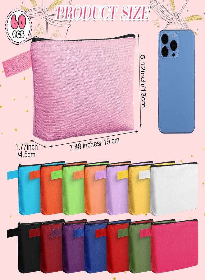 Reginary حقائب مكياج قماشية ريجيناري 60 قطعة بالجملة، حقيبة تجميل سفر لطيفة متعددة الاستخدامات، حقيبة أدوات تجميل صغيرة فارغة، DIY بسحاب للسفر، السكن الجامعي، العودة إلى المدرسة، هدية للنساء والمراهقات، 15 لون (7.5 × 5 × 2 بوصة) - Image 2