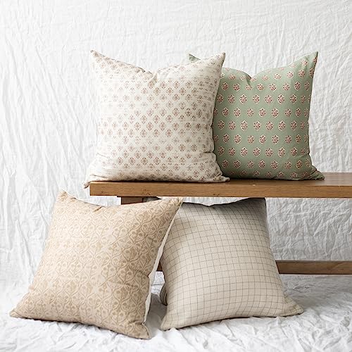 Woven Nook - Modern & Luxurious 22" x 22" Decorative Boho Throw Pillow Covers - Durable Quality & Machine Washable - 100% Cotton Canvas - Wells Set - 4 Pack (22x22) - Image 1