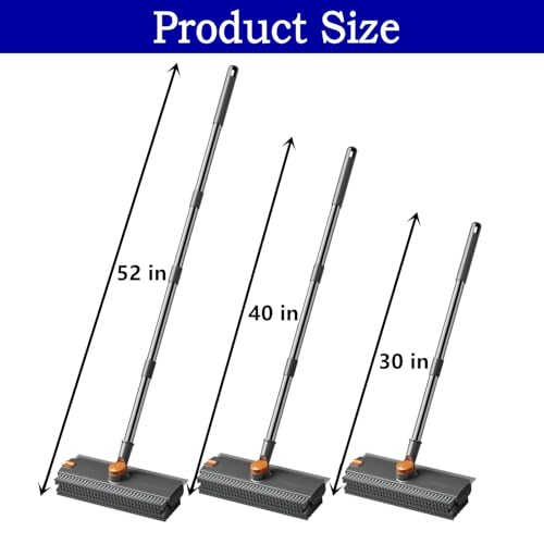 ARAINY 4 in 1 Floor Scrub Brush with Squeegee Long Handle Grout Brush 52'' 2026 Upgraded Multi-Functional Stiff Bristle Cleaning Scrub Brush Rotating Tile Brush for Cleaning Bathroom Patio, Pool, Garage - Image 4