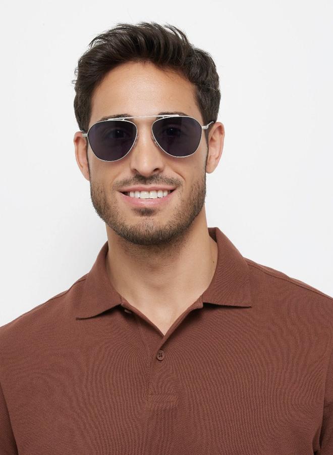 30Sundays Antique,Unisex Sunglasses, Aviator Sunglasses, UV Protection: UV400 (Silver,Blue) - Image 5