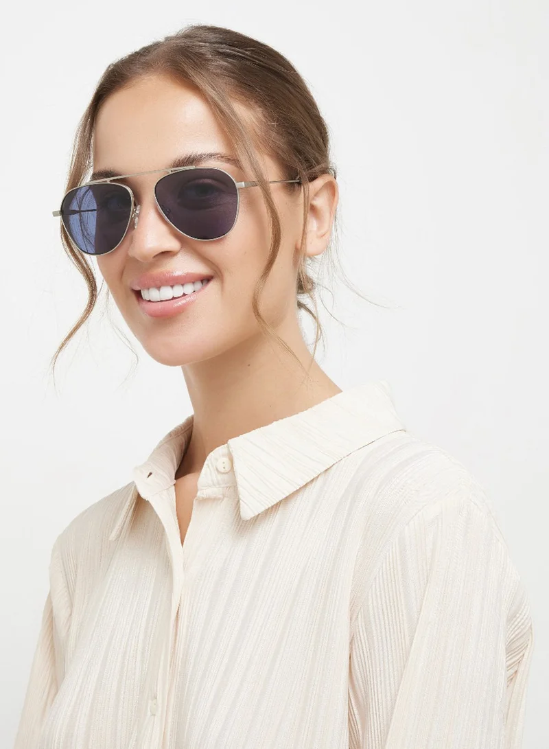 30Sundays Antique,Unisex Sunglasses, Aviator Sunglasses, UV Protection: UV400 (Silver,Blue)