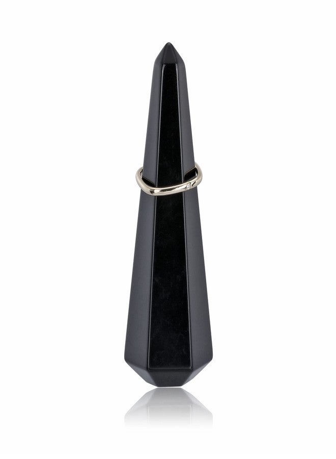 Jovivi Crystal Ring Holder Tower Natural Black Obsidian Crystal Stone Jewelry Ring Display Holder Hexagon Prism Shaped Decorative Wedding Ring Display Stand Finger Ring Storage - Image 1