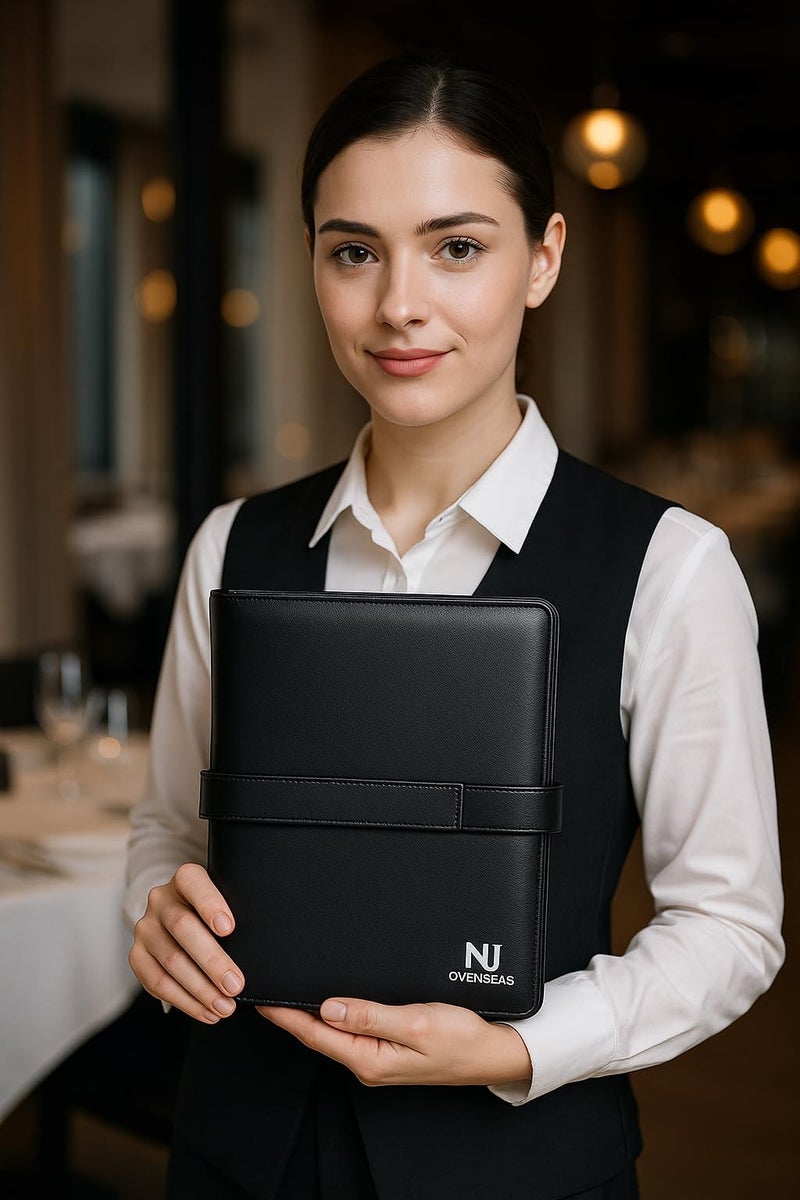 NJ OVERSEAS NJ Dak Folder, Leather Property Documents Folder, Four Flapper PU Leather Holder, Useful for Keeping Highly Precious documents, Leather Folder with Velcro Belt Closure (Size: 15 X 11 inch) (Black) - Image 4