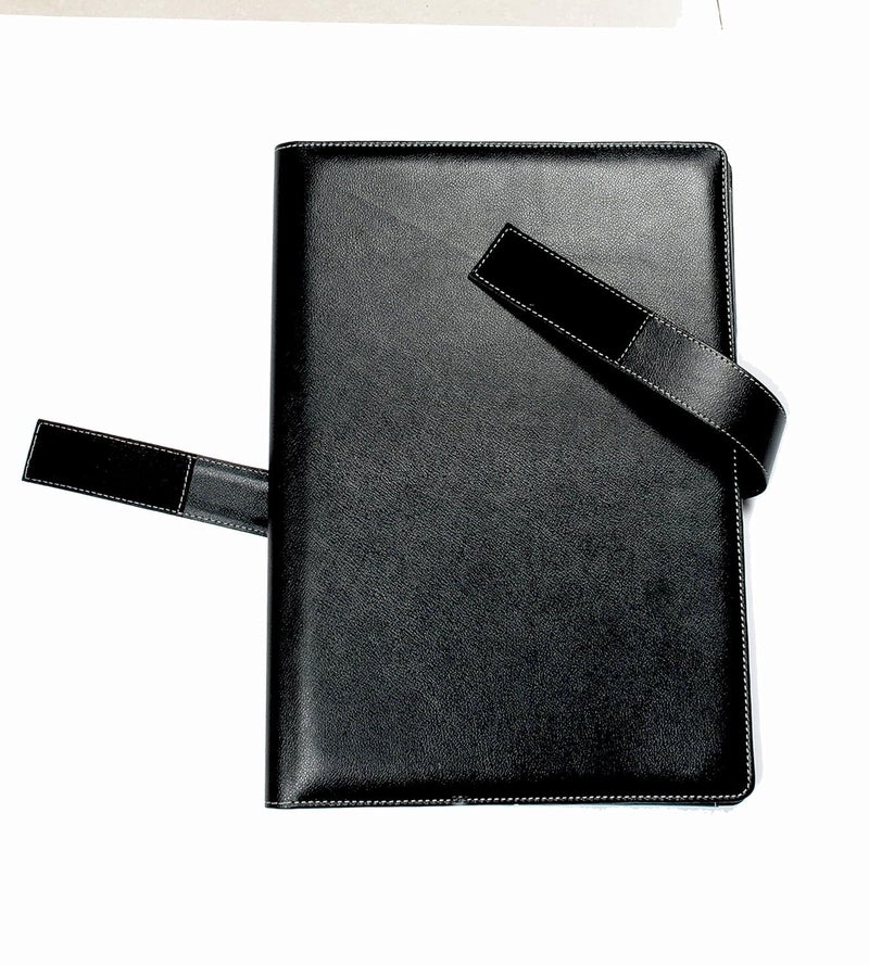 NJ OVERSEAS NJ Dak Folder, Leather Property Documents Folder, Four Flapper PU Leather Holder, Useful for Keeping Highly Precious documents, Leather Folder with Velcro Belt Closure (Size: 15 X 11 inch) (Black) - Image 2