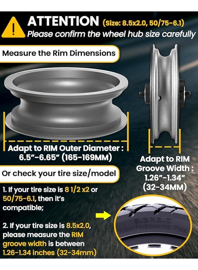 2 Pieces 8 1/2 x 2 Wheel Electric Scooter, 50/75-6.1 Wheels Full Tyres, Compatible with Xiaomi M365 / Mi Pro 2 / Cecotec, and All 8.5 Inch Scooters - Image 3