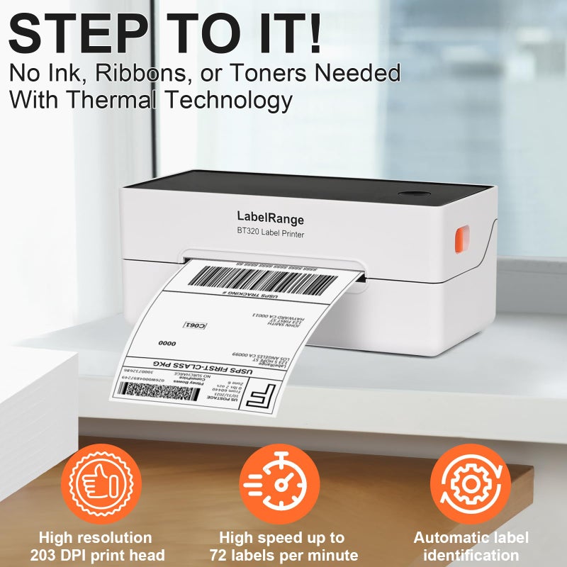 LabelRange Ecommerce Label Printer 4x6, Thermal Shipping Label Printer, Support Amazon, Ebay, USPS, Pirate Ship, Bluetooth and USB Connection - Image 2