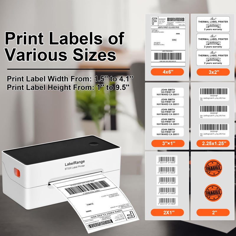 LabelRange Ecommerce Label Printer 4x6, Thermal Shipping Label Printer, Support Amazon, Ebay, USPS, Pirate Ship, Bluetooth and USB Connection - Image 4