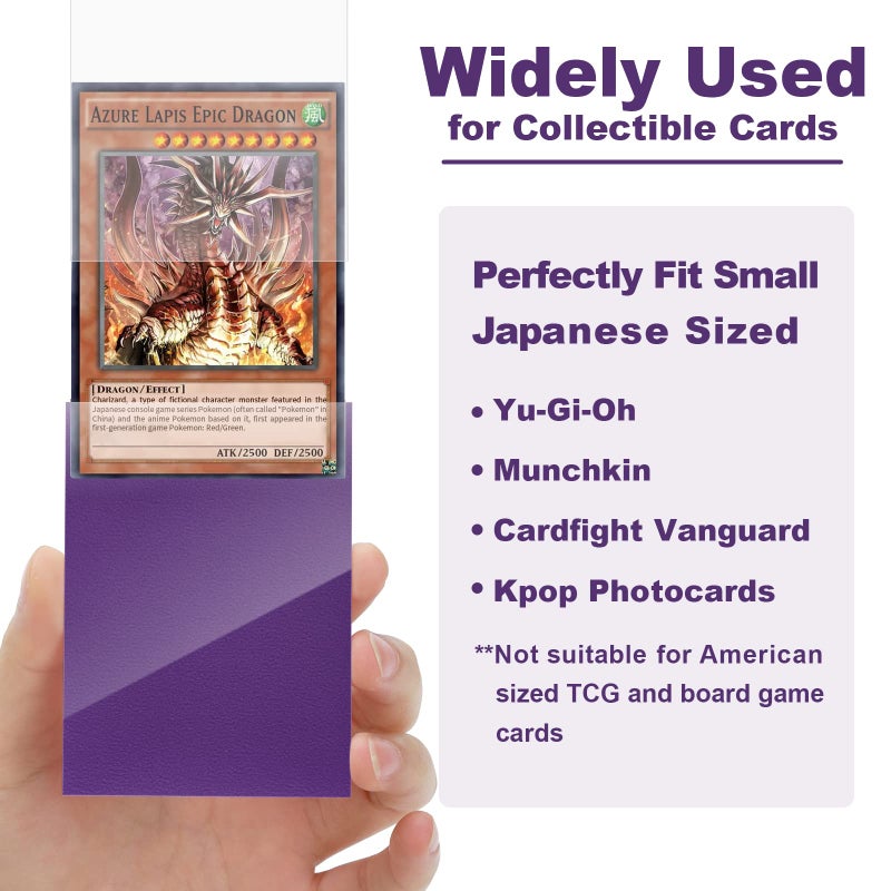 Fabmaker Purple Yu-gi-oh Card Sleeve 200 Pack, Japanese Small Card Sleeves Photocard Sleeves 62x89mm, Back Textured Perfect Shuffling, Protect Your Japanese Sized Trading Cards Kpop Photocard Never Tear - Image 5