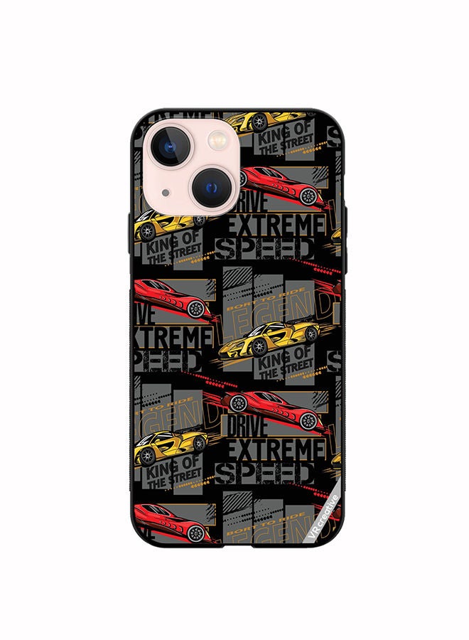 VR CREATIVE Protective Case Cover For Apple iPhone 13 mini Abstract Seamless Pattern With Sport Cars Design Multicolour