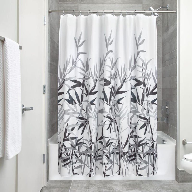 InterDesign Anzu Polyester Shower Curtain Finish Gray Print