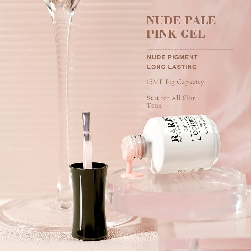 RARJSM Nude Gel Polish Pale Pink Neutral Nude Colors Skin Tone Light Pink Gel Nail Polish 15ml Single Bottle Sheer Jelly Transparent Polish Soak off UV LED Cured for Home Salon DIY French Manicure - Image 3