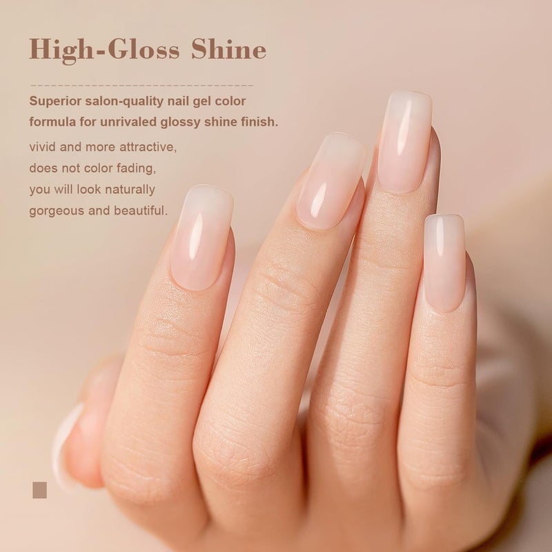RARJSM Nude Gel Polish Pale Pink Neutral Nude Colors Skin Tone Light Pink Gel Nail Polish 15ml Single Bottle Sheer Jelly Transparent Polish Soak off UV LED Cured for Home Salon DIY French Manicure - Image 2