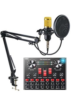 MIGOFAST V8S Sound Card Upgraded VM-800 Condenser Microphone Set for Live Streaming Karaoke And Voice Recording Recording Sound Card, Voice Changer Device With Multiple Funny Sound Effect USB Audio Interface  - Image 1