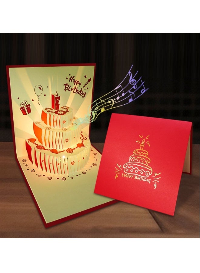 بيوينتي بطاقة كعكة عيد الميلاد ثلاثية الأبعاد بطاقة تحية ثلاثية الأبعاد حمراء - Image 2