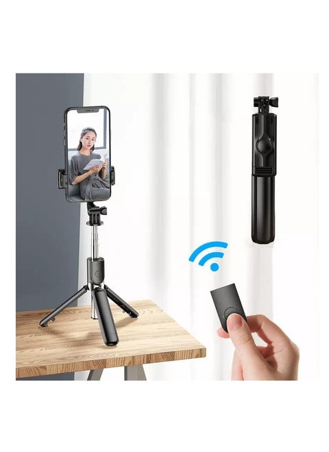 Bluetooth selfie stick with tripod stand and multifunctional extendable Bluetooth remote control (includes Bluetooth remote control)