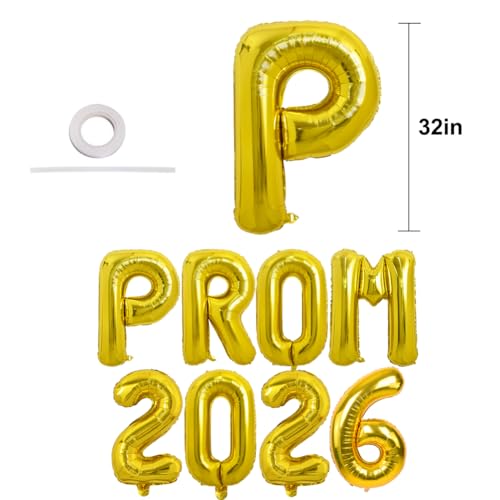 TONIFUL Prom 2026 Balloons 32 Inch Gold Letter Foil Balloons Banner Class of 2026 Letters Props for Prom Night Party School 2026 Graduation 2026 Sign Decorations - Image 5