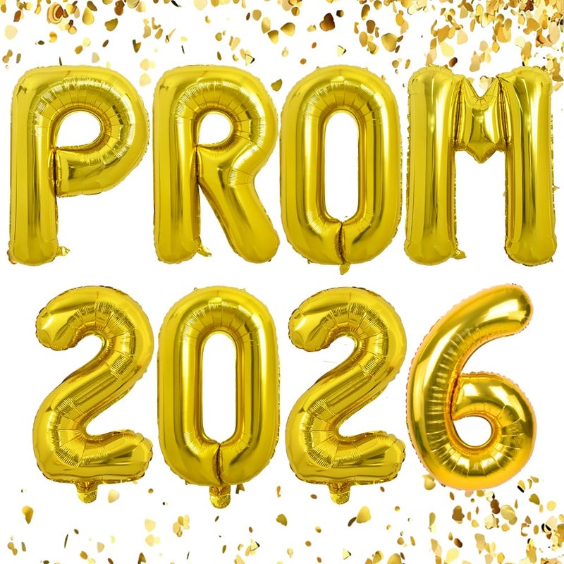 TONIFUL Prom 2026 Balloons 32 Inch Gold Letter Foil Balloons Banner Class of 2026 Letters Props for Prom Night Party School 2026 Graduation 2026 Sign Decorations - Image 3