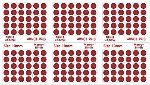Vama Fashions Plain Maroon Large Round Bindi for Womens Bottu Velet Bindis for Ladies 10MM SizePack of 180 Bindis - Image 2