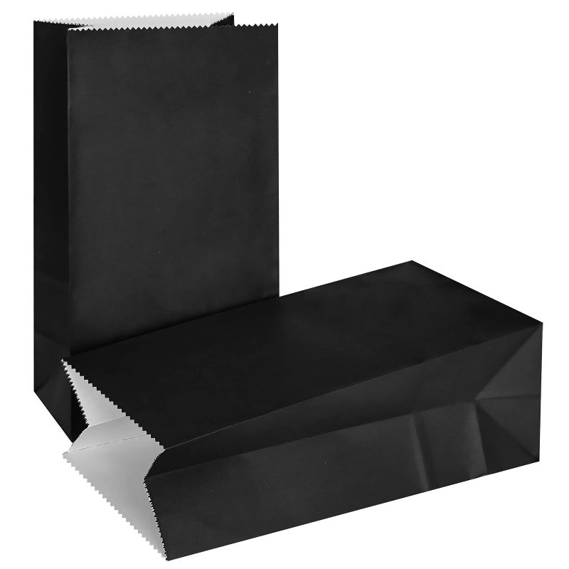 KEYYOOMY 50 CT Small Paper Bags Black Party Goodie Bags Party Favor Bag Paper Lunch Bag Black 50 CT 94 X 51 X 31 In