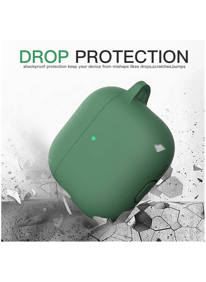 Generic - Silicone Case for AirPods 4th Generation Case Cover [Active Noise Cancellation], for AirPods 4 Case Silicone Protective Cover 2024 with Lanyard/Keychain/Cleaner Kit/Ear Tips (Green, Enhanced) - Image 1