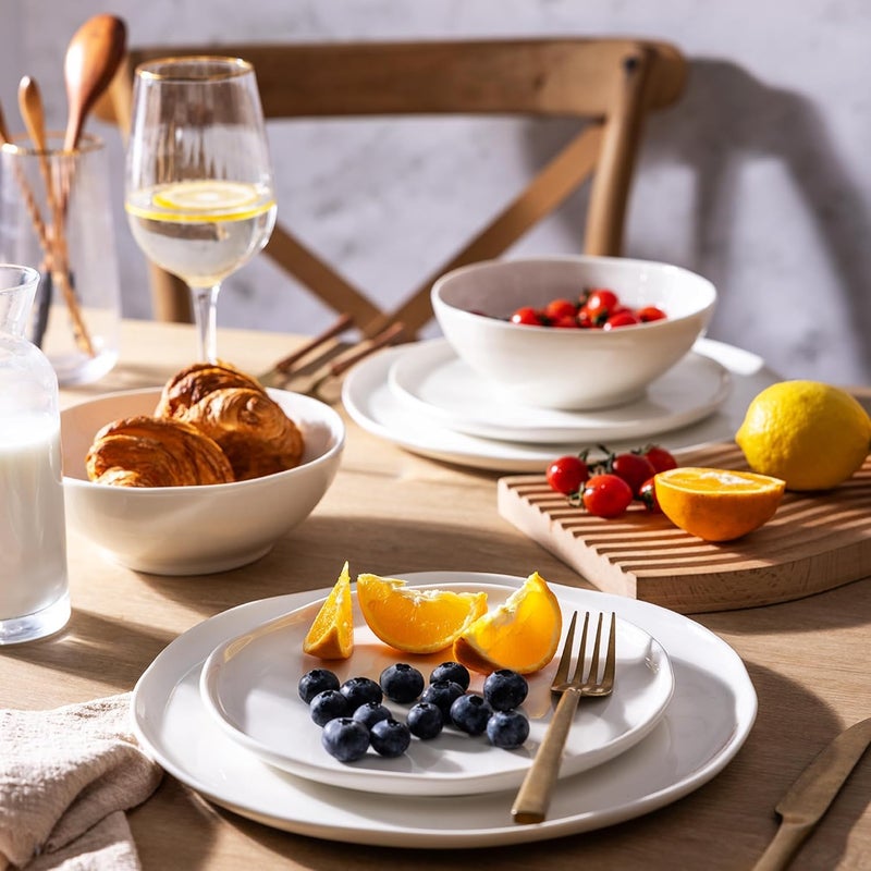 LERATIO Ceramic Dinnerware Sets for 4,Porcelain Plates and Bowls Sets with Wavy Edge,Microwave & Dishwasher & Oven Safe,Light Weight & Scratch Resistant Dishes Sets - Image 3