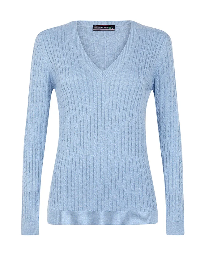 FELIX HARDY V-Neck Cable Knit Pullover