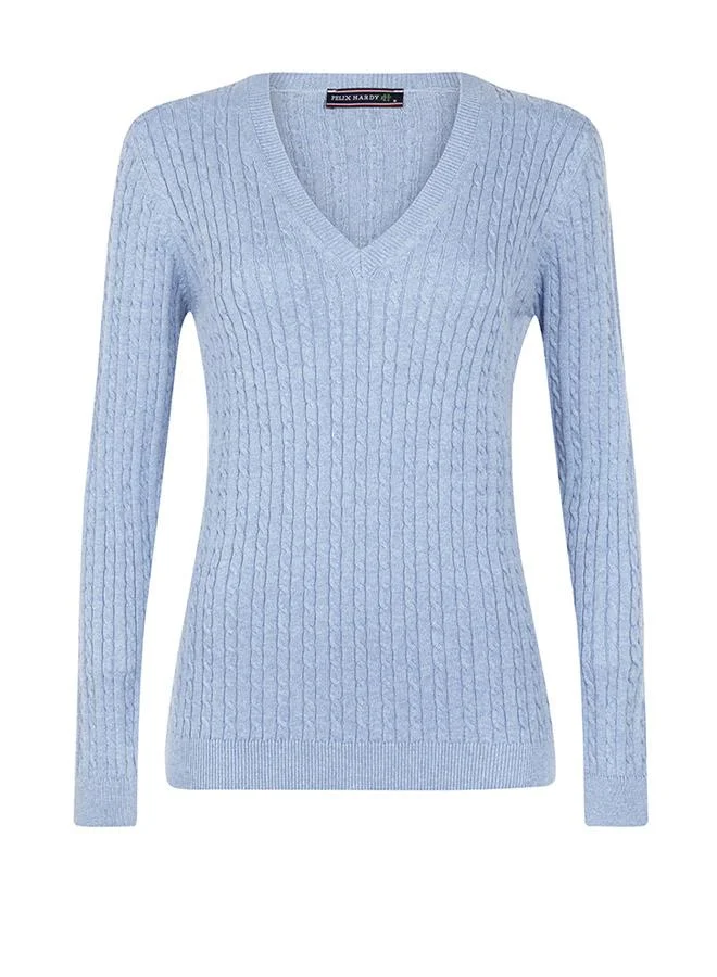 FELIX HARDY V-Neck Cable Knit Pullover