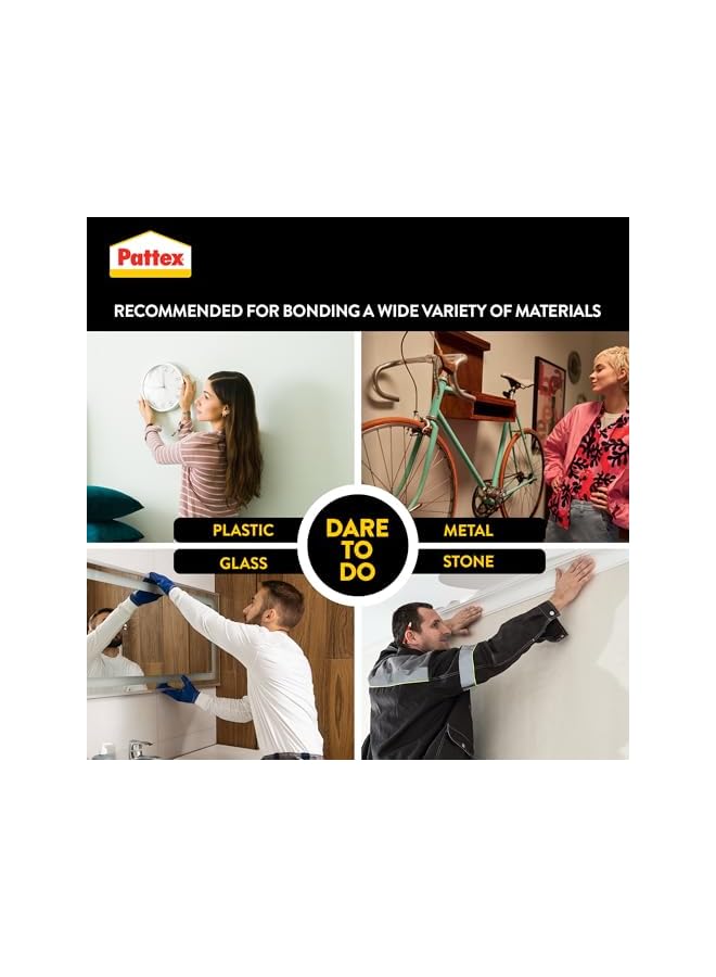 Pattex Pattex No More Nails Mounting Tape, All Purpose Double-Sided Foam Tape, Compatible with Mirror, Metal, Wood, Bricks, Stone, Tiles & More, Capacity: Upto 120kg/ Roll, 19mm x 1.5m Roll (Pack of 3)  - Image 5