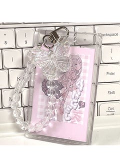 Furtey Acrylic Kpop Photo card Holders Key chain ID Badge Holder with Spiral Wrist Coil ID Card Holder Photo Card Protector for School ID Office ID Access Card for Women Girls  - Image 1