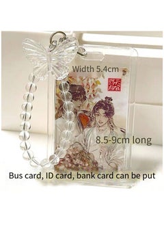 Furtey Acrylic Kpop Photo card Holders Key chain ID Badge Holder with Spiral Wrist Coil ID Card Holder Photo Card Protector for School ID Office ID Access Card for Women Girls  - Image 3