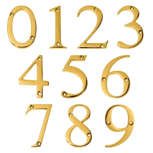 A10SHOP Clio 3-Inch Solid Brass Lacquered Polished Mailbox Numbers House Numbers For Outside, Address Plaques for House Numbers, Outdoor Decor (Polished Brasss, Number 2) - Image 4