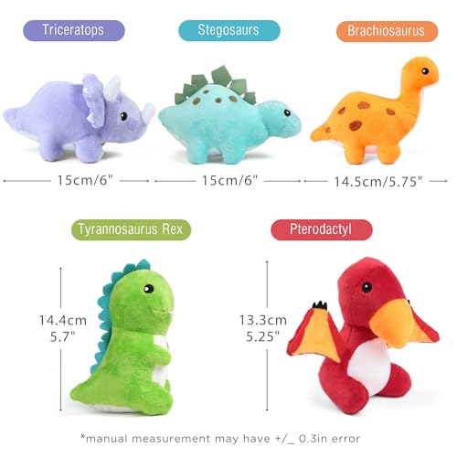 BenBen Dinosaur Stuffed Animals, 5 Small Dinosaur Plush Dolls and Egg Bag Toys Set, Dino Plushies, Cute Stuff for Kids Girls Boys, Baby Shower, Easter Basket Stuffers - Image 4