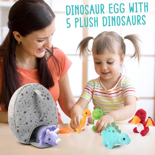 BenBen Dinosaur Stuffed Animals, 5 Small Dinosaur Plush Dolls and Egg Bag Toys Set, Dino Plushies, Cute Stuff for Kids Girls Boys, Baby Shower, Easter Basket Stuffers - Image 3