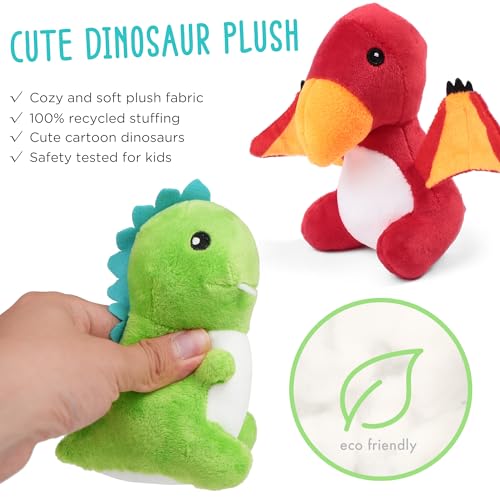 BenBen Dinosaur Stuffed Animals, 5 Small Dinosaur Plush Dolls and Egg Bag Toys Set, Dino Plushies, Cute Stuff for Kids Girls Boys, Baby Shower, Easter Basket Stuffers - Image 2