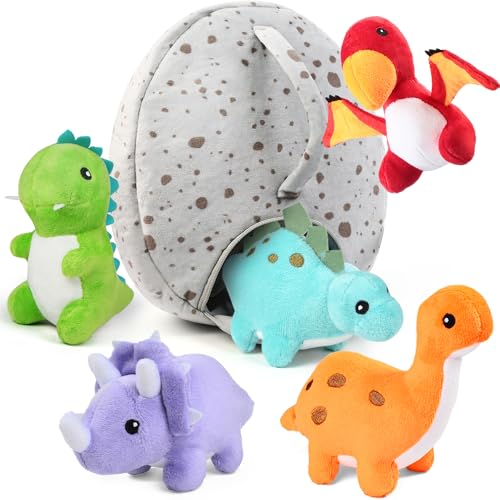 BenBen Dinosaur Stuffed Animals, 5 Small Dinosaur Plush Dolls and Egg Bag Toys Set, Dino Plushies, Cute Stuff for Kids Girls Boys, Baby Shower, Easter Basket Stuffers - Image 1