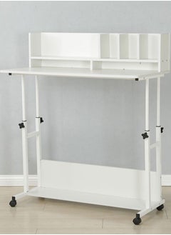 AGD Versatile Height Adjustable Desk With Bookcase For Computer Studying And Gaming White  - Image 3