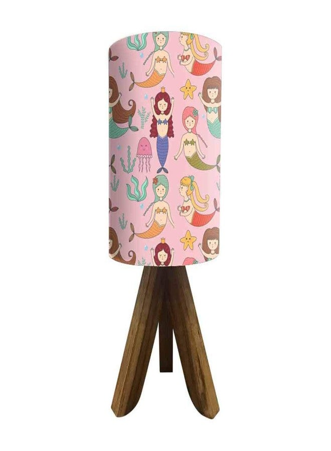 Nutcase Mini�Wooden�Night Lamp for Kids� -Made in India with Teak�Wood�14" Bedside� Table Lamp for Kid's Bedroom (Bulb Included) �-�Mermaid - Image 1