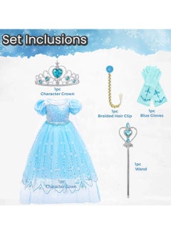 VUCATIN Queen Costumes Girls Dress For Party Cosplay Birthday Princess Dress Snow Queen Elsa Dress Kids Costume Set of 5PCS (C)  - Image 2