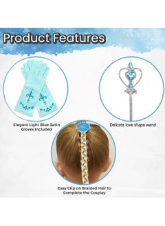 VUCATIN Queen Costumes Girls Dress For Party Cosplay Birthday Princess Dress Snow Queen Elsa Dress Kids Costume Set of 5PCS (C)  - Image 3