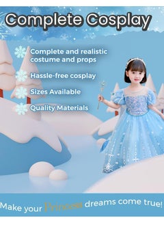 VUCATIN Queen Costumes Girls Dress For Party Cosplay Birthday Princess Dress Snow Queen Elsa Dress Kids Costume Set of 5PCS (C)  - Image 4