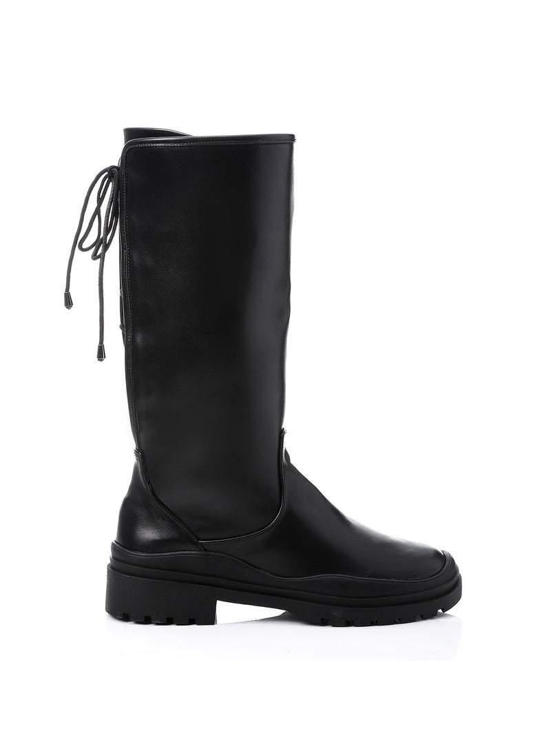 Mr.joe Adjustable Back Lace Leather Over The Knees Black  - Image 1