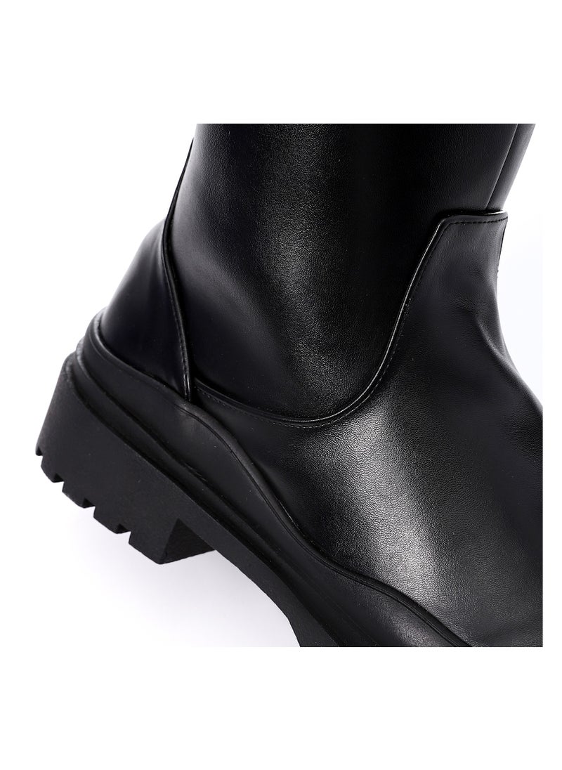 Mr.joe Adjustable Back Lace Leather Over The Knees Black  - Image 5