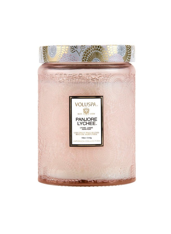 Voluspa Panjore Lychee, Large Candle Jar, 18 oz, 100 Hour Burn Time, Coconut Wax for Clean Burning, Handcrafted in the USA - Image 1
