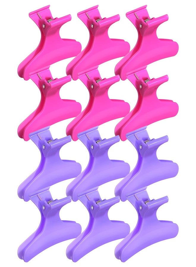 Ondder Purple Hot Pink Butterfly Hair Claw Clips for Styling & Sectioning - Pro Clamp Clips for Makeup, Cutting & Coloring - Hair Accessories for Women & Girls - Image 1