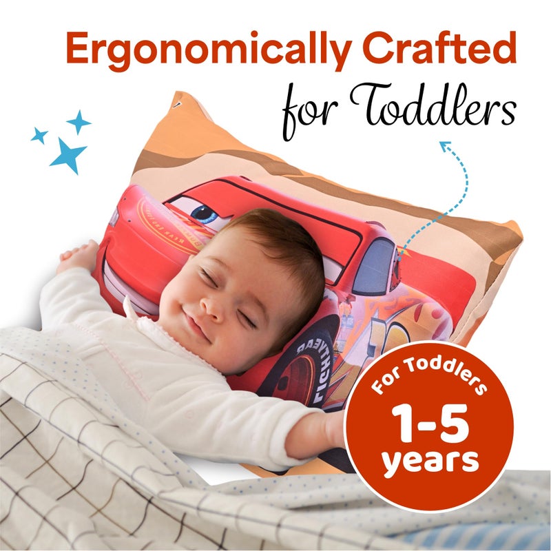 Kuber Industries 12x18 Inches Soft And Cozy Pillow for Kid's | Comfortable Pillow for 2 Year Olds Disney Car - Yellow - Image 5