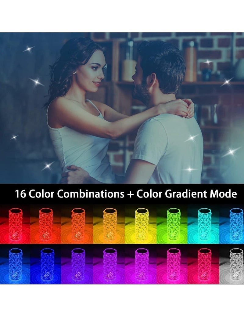 Raxoom Crystal Light Lamp Color Changing Lamps Table Lamp with Touch & Remote Control Diamond LED Night Light Rechargeable Rose Romantic Date Lighting Decor for Festival Home Restaurant - Image 2