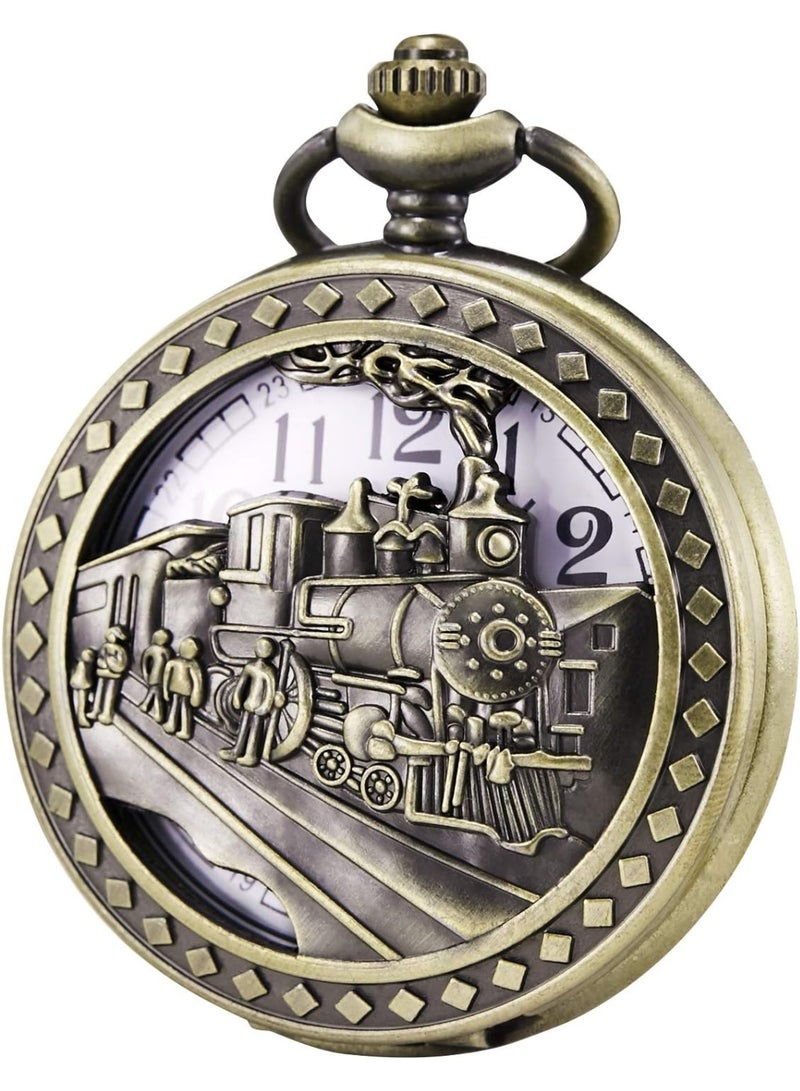 Pocket Watch Steam Train Quartz Watch for Men and Women - Image 1