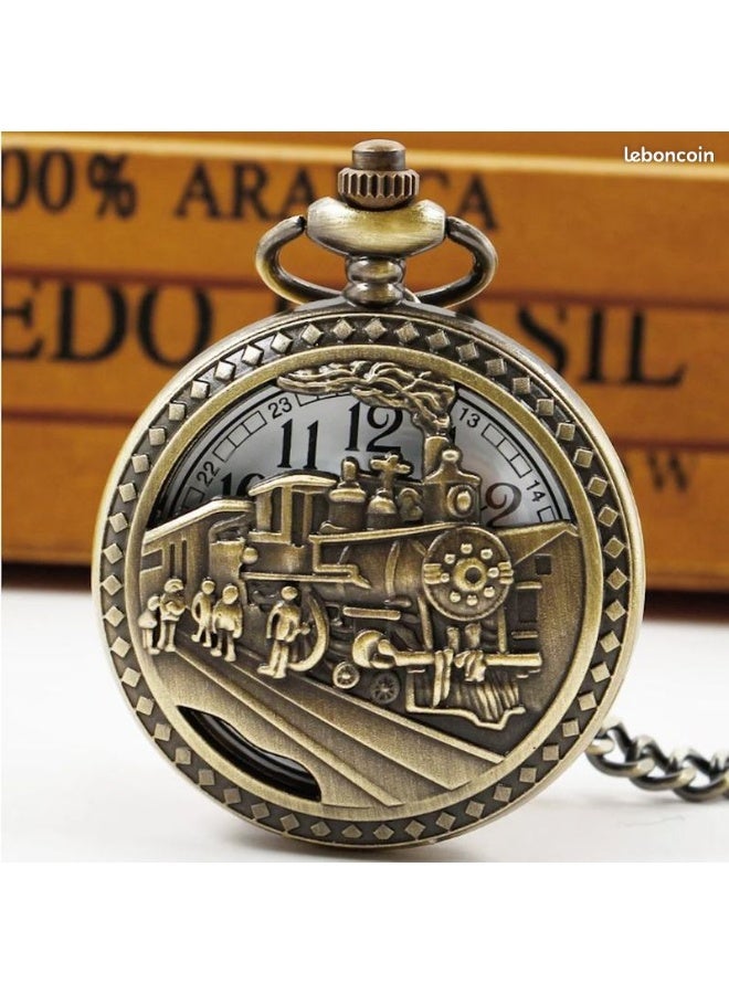 Pocket Watch Steam Train Quartz Watch for Men and Women - Image 2