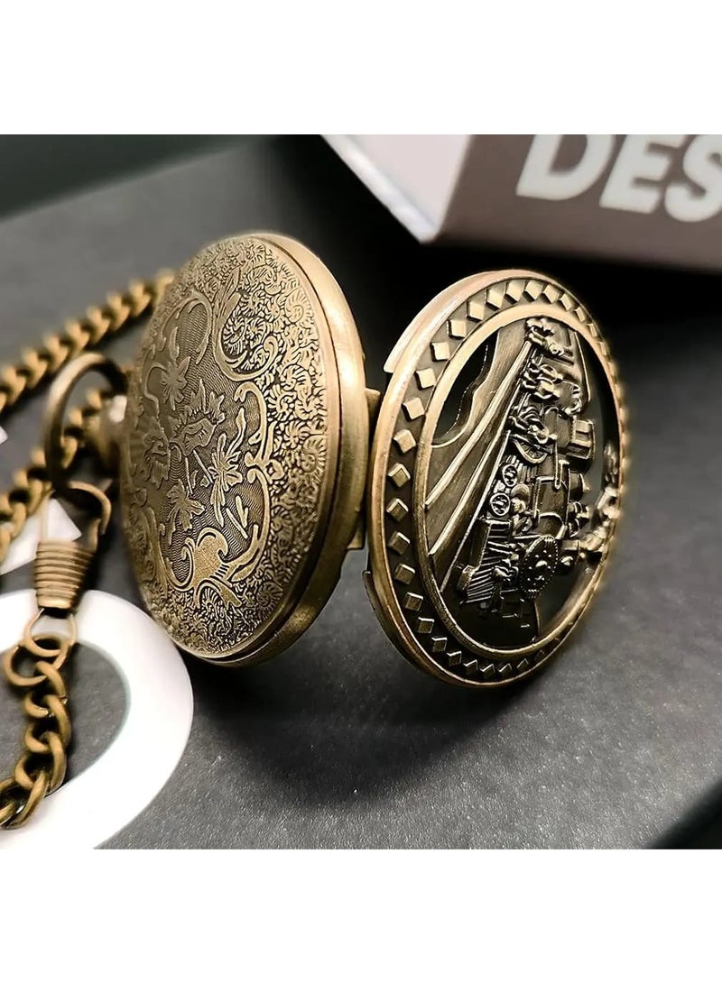 Pocket Watch Steam Train Quartz Watch for Men and Women - Image 4